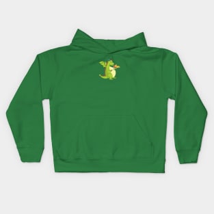 Green dragon with grilled sausage Kids Hoodie